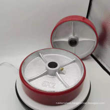 Flat Red PU Iron Core Caster 8 inch Solid Tool Car Casters Wheels Good Wheel And Caster For Wheel Material Handling Tool